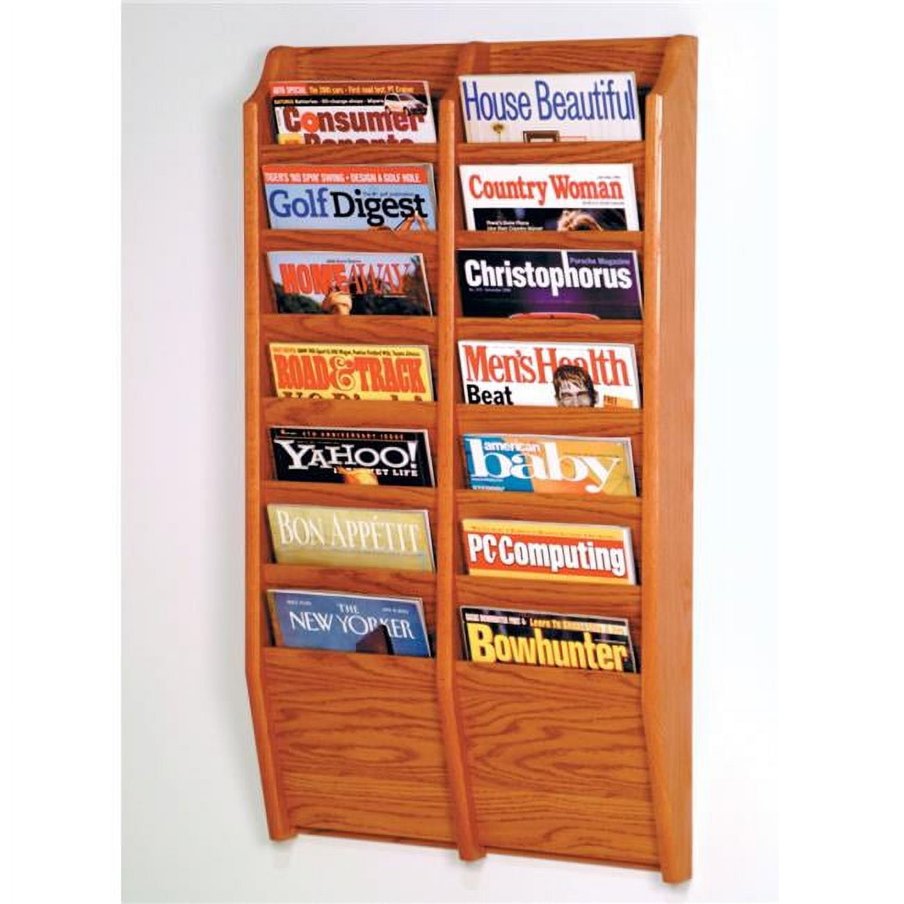 Cascade 14 Pocket Magazine Rack - Black, Light Oak & Medium Oak ...