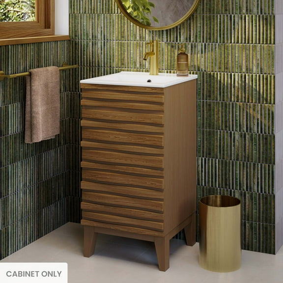 Cascade 18 Bathroom Vanity in Brown Oak- Cabinet Only