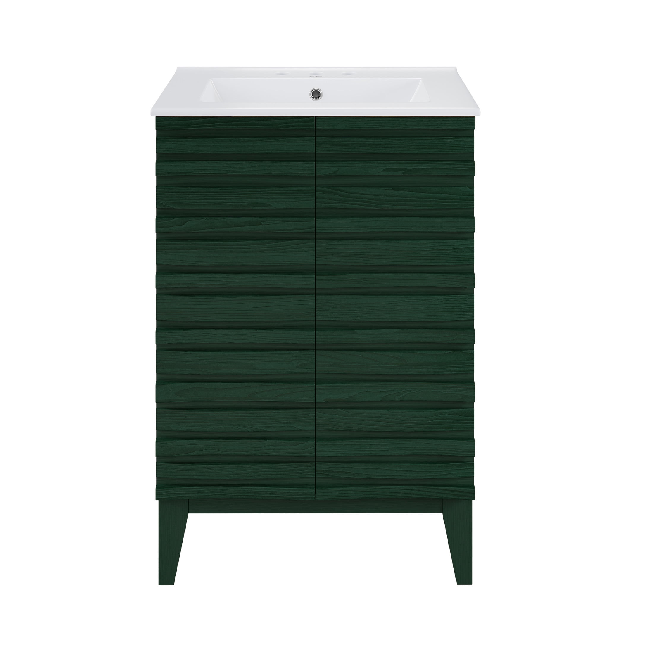 Cascade 24" Freestanding Bathroom Vanity in Green Oak with 3-Hole Widespread Sink Top