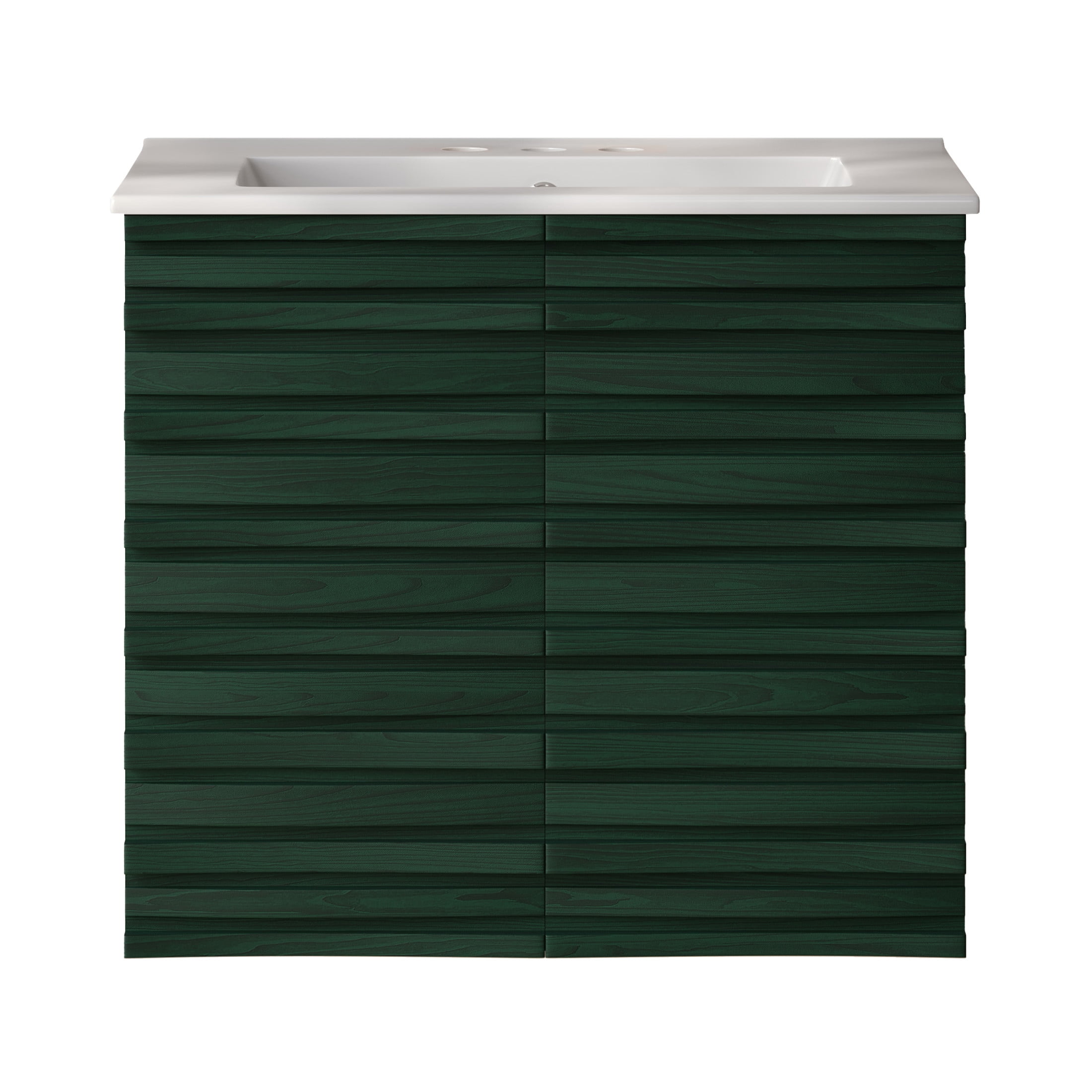 Cascade 24" Wall-Mounted Bathroom Vanity in Green Oak with 3-Hole Centerset Sink Top