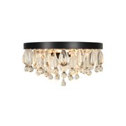 Kenroy Home Cascade 13 Flush Mount Ceiling Light Fixture with Tiered Rows of Cascading Glass Crystal Beads for Entryway, Living Room, Dining Room, or Bedroom, Black