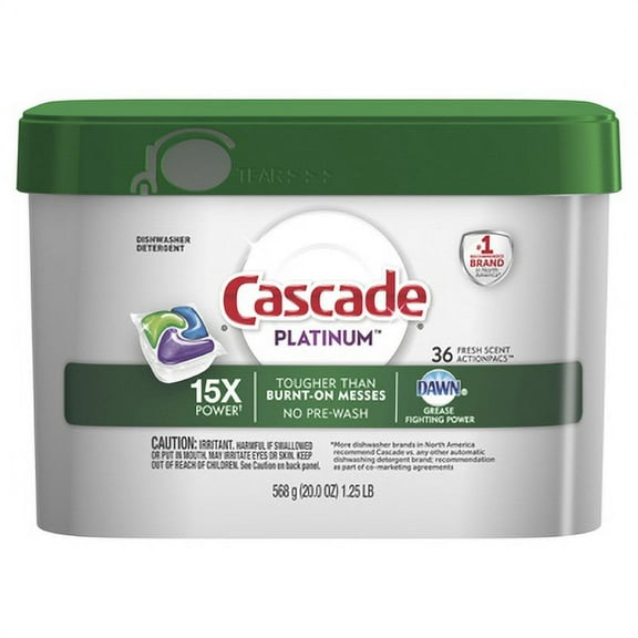 Cascade 36 Count Tub Fresh Scent Platinum Action Pacs Advanced Tri, Each