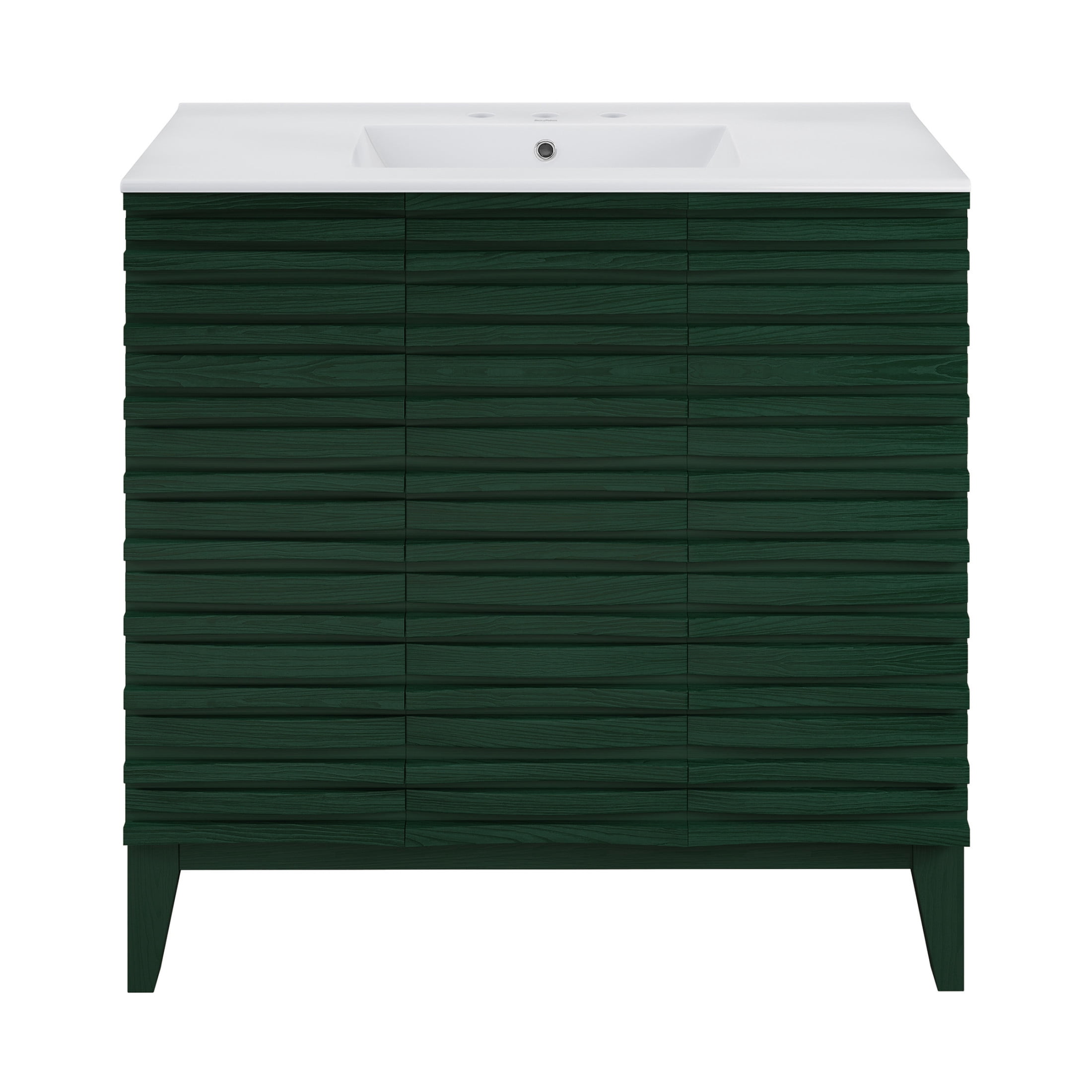 Cascade 36" Freestanding Bathroom Vanity in Green Oak with 3-Hole Widespread Sink Top