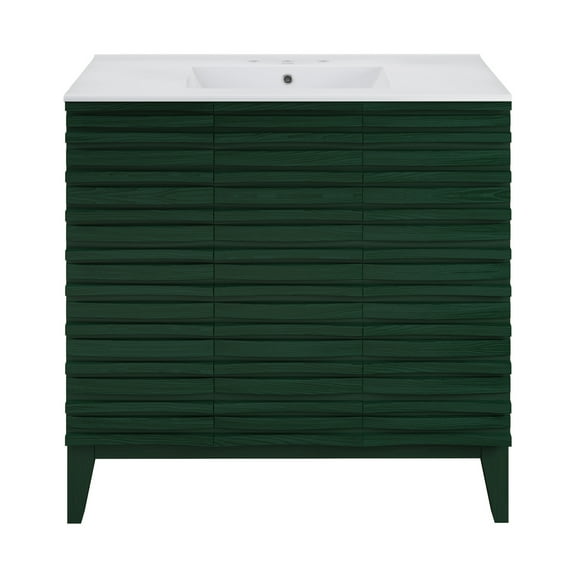 Cascade 36" Freestanding Bathroom Vanity in Green Oak with 3-Hole Widespread Sink Top