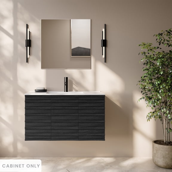 Cascade 36" Wall-Mounted Bathroom Vanity Cabinet without Top in Black Oak