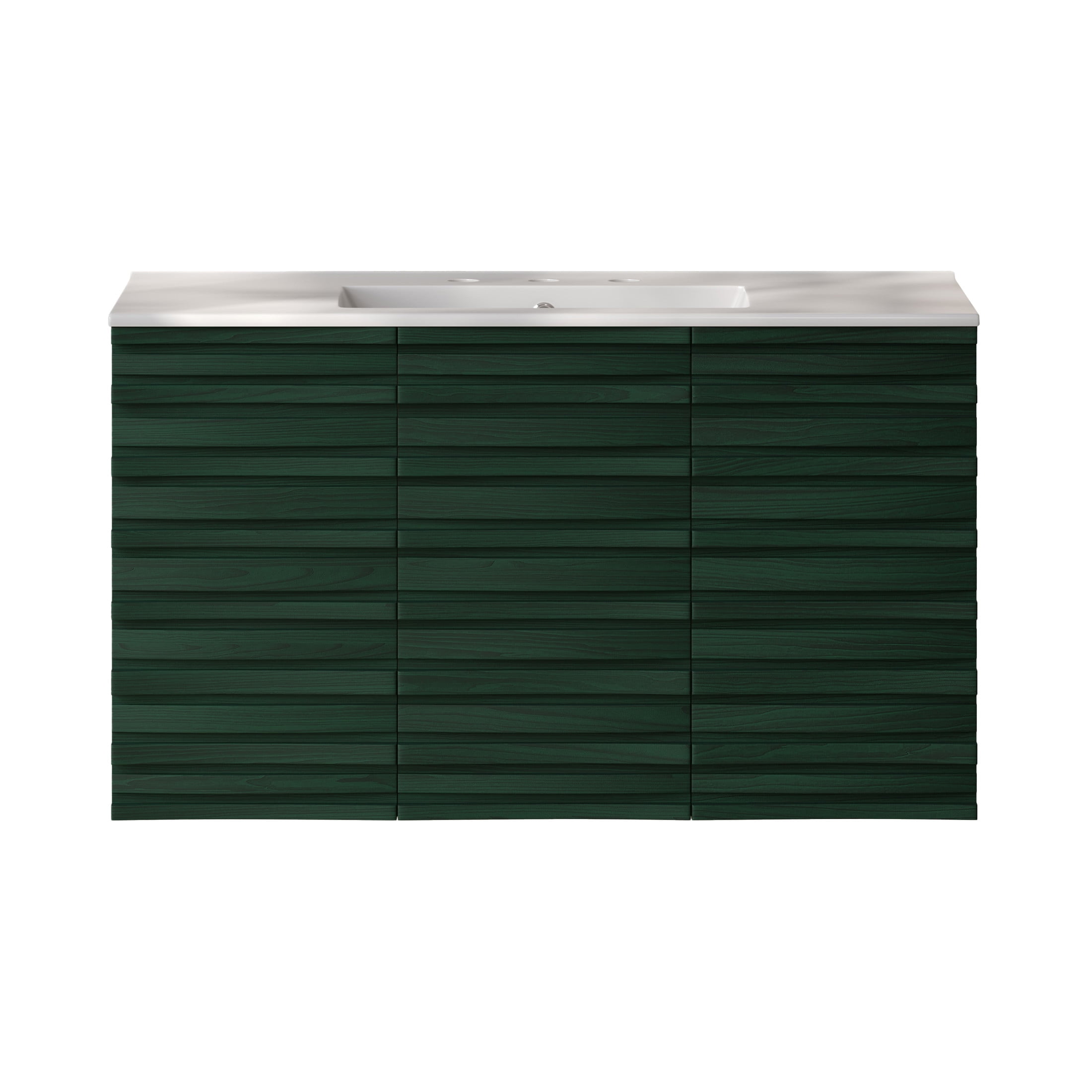 Cascade 36" Wall-Mounted Bathroom Vanity in Green Oak with 3-Hole Widespread Sink Top