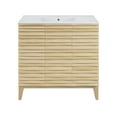 thumbnail image 1 of Cascade 36 in. Natural oak Bathroom Vanity With White, 3-Hole Ceramic Sink Top, 1 of 8