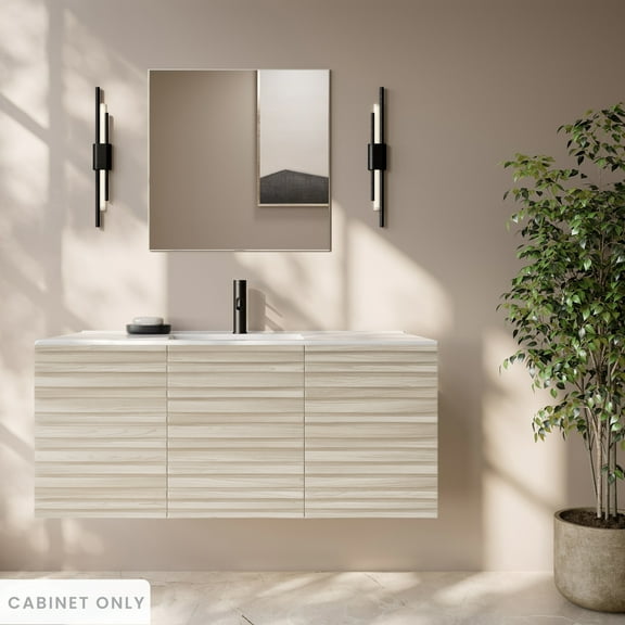 Cascade 48" Wall-Mounted Bathroom Vanity Cabinet without Top in White Oak