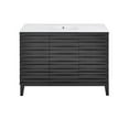 thumbnail image 1 of Cascade 48 in. Black Oak Bathroom Vanity With White, 3-Hole Ceramic Sink Top, 1 of 8