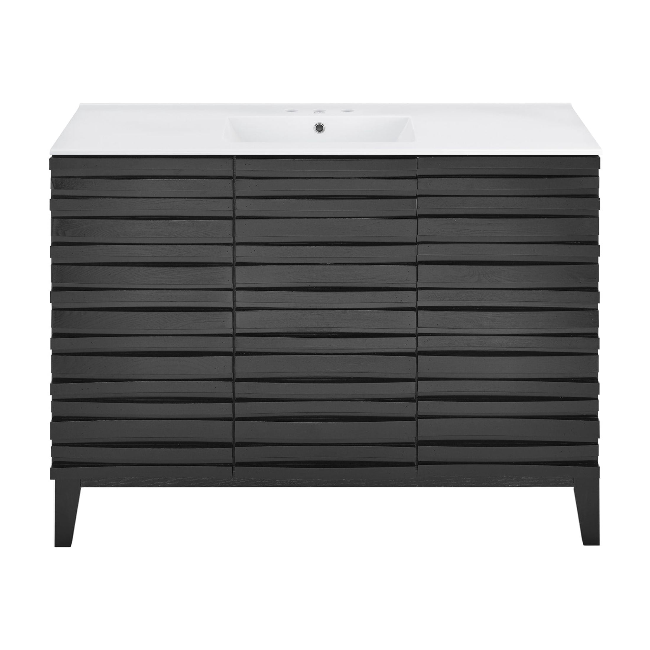 Cascade 48 in. Black Oak Bathroom Vanity With White, 3-Hole Ceramic Sink Top
