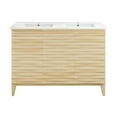 thumbnail image 1 of Cascade 48 in. Natural Oak, Double Basin Bathroom Vanity With White Ceramic Sink Top, 1 of 8