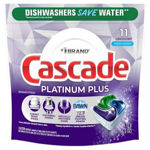 Cascade 6 oz Platinum Plus Fresh Scent Pods Dishwasher Detergent, 11 per Pack - Pack of 6