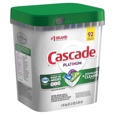 Cascade Action Pacs Dishwasher Detergents, Fresh Scent, 51.2 Ounce, 92 Count