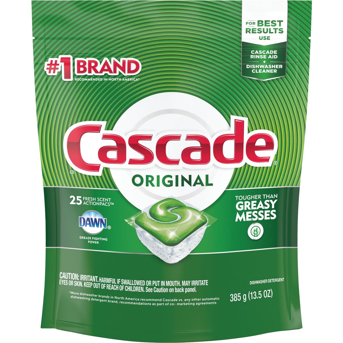 Cascade ActionPacs Dishwasher Detergent Fresh Scent - Dishwasher Pods - 25 Ct, Pack of 5 — Construction & DIY Use, Standard Hardware Spec