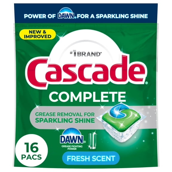 Cascade Complete Dishwasher Detergent Fresh, 16ct