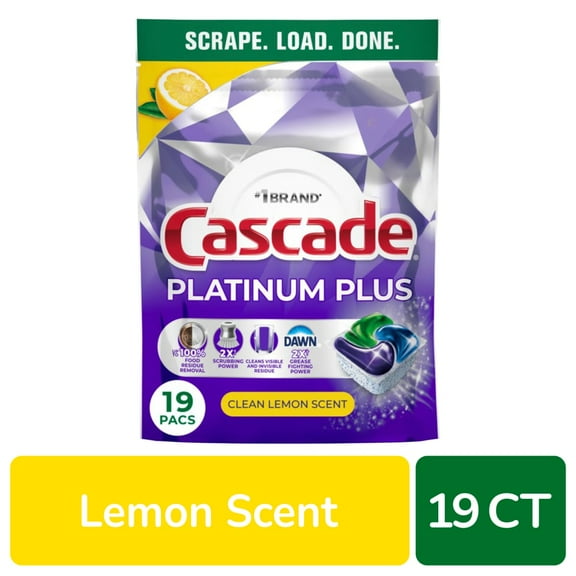 Cascade Auto Dishwashing Pouch with Liquid & Powder Lemon - 19 ct