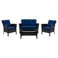 thumbnail image 1 of Cascade Black Wicker / Rattan Frame 4 Piece Patio Set with Navy Blue Cushions, 1 of 8