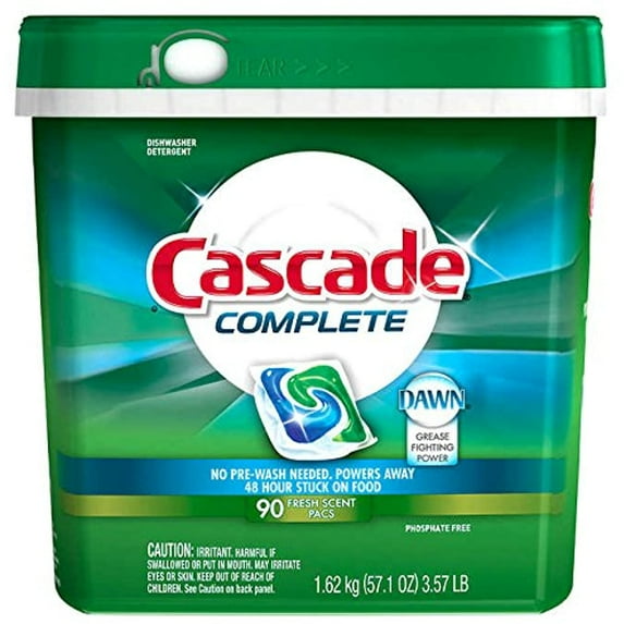 Cascade Complete Dawn Fresh Scent Pacs Dishwasher Detergent (Complete, 90 Count)