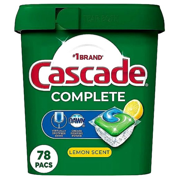 Cascade Complete Dish Washing Pods, Dishwasher tablets, Lemon Scent ActionPacs, 78 Count C29