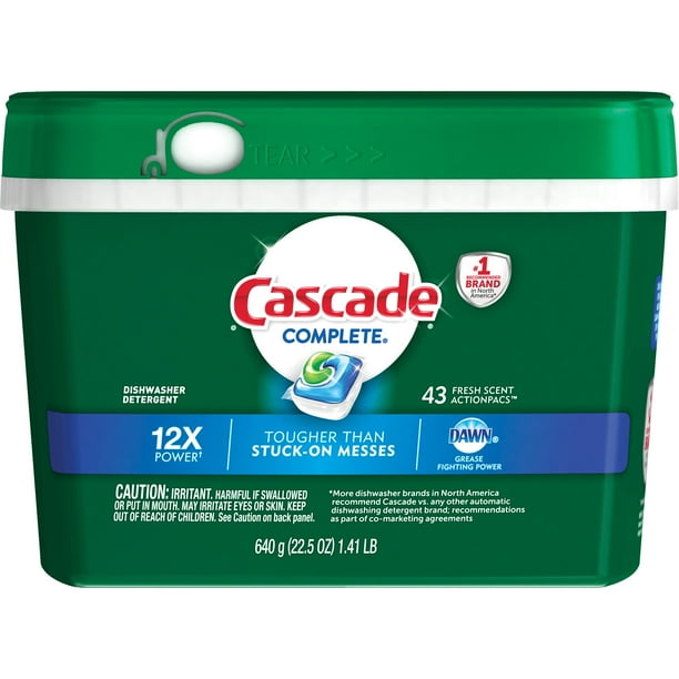 Cascade Complete Dishwasher Detergent ActionPacs, Fresh Scent with Dawn