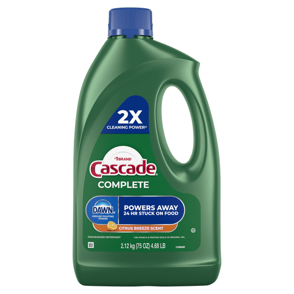 Cascade Complete Dishwasher Detergent Liquid Gel, Dish Detergent, Dishwasher Soap, Citrus, 75oz (3 Pack)
