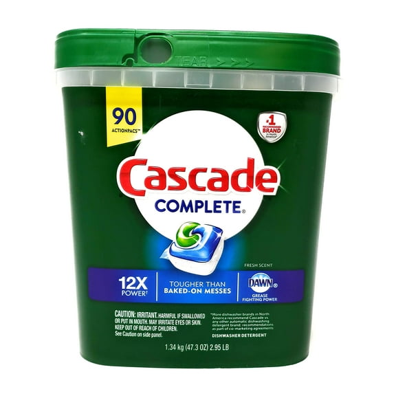 Cascade Complete ActionPacs Dishwasher Detergent Fresh Scent 90 Ct