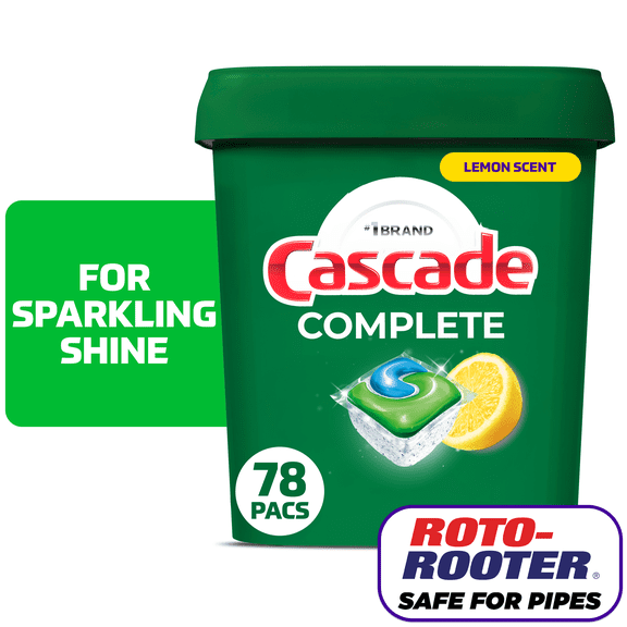 Cascade Complete Dishwasher Pods, Lemon, 78 Count