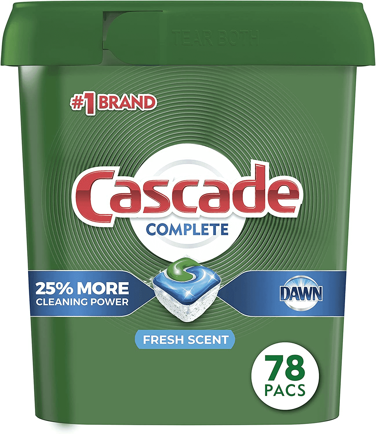 Cascade Complete Dishwasher Pods, Actionpacs Dishwasher Detergent, Lemon Scent, 78 Count