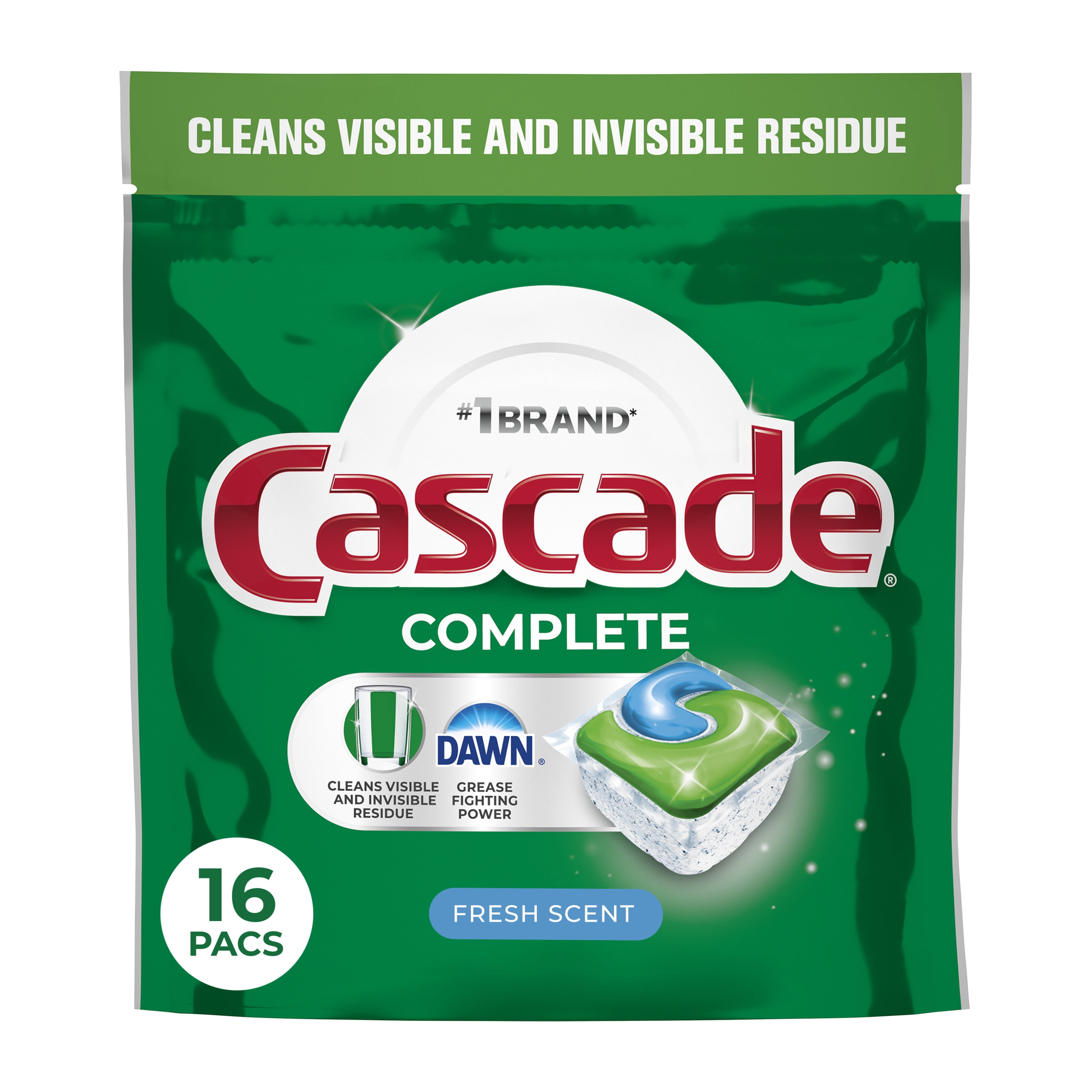 Cascade Complete Dishwasher Pods, Dishwasher Detergent, Dish Detergent Soap, Fresh, 16 Count