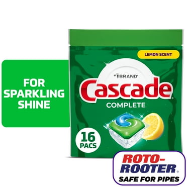 Cascade Complete Dishwasher Pods, Dishwasher Detergent, Dish Detergent Soap, Lemon, 16 Count