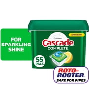 Cascade Complete Dishwasher Pods, Dishwasher Detergent, Dish Detergent Soap, Lemon, 55 Count