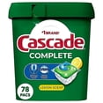 thumbnail image 1 of Cascade Complete Dish Washing Pods, Dishwasher tablets, Lemon Scent ActionPacs, 78 Count C29, 1 of 6