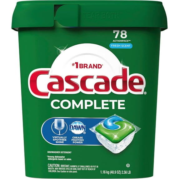Cascade Complete Dishwasher Pods - Fresh Scent ActionPacs, 78 Count