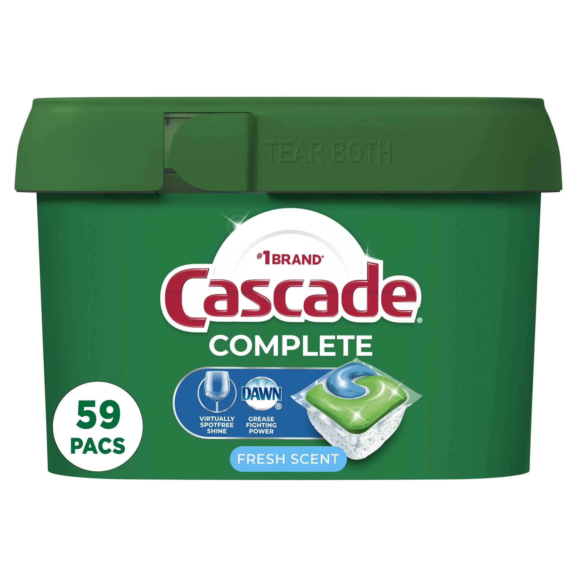 Cascade Complete Pods, Action Pacs Dishwasher Detergent, Fresh, 59 Ct (2 Pack)