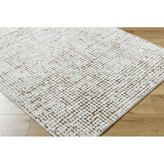 BoutiqueRugs Cascade Contemporary Runner Rug - Ivory, Medium Brown - 2'7" x 12' Runner