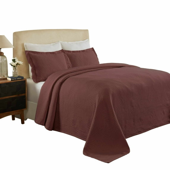 Cascade Cotton Jacquard Matelassé 3-Piece Bedspread Set Chocolate / king