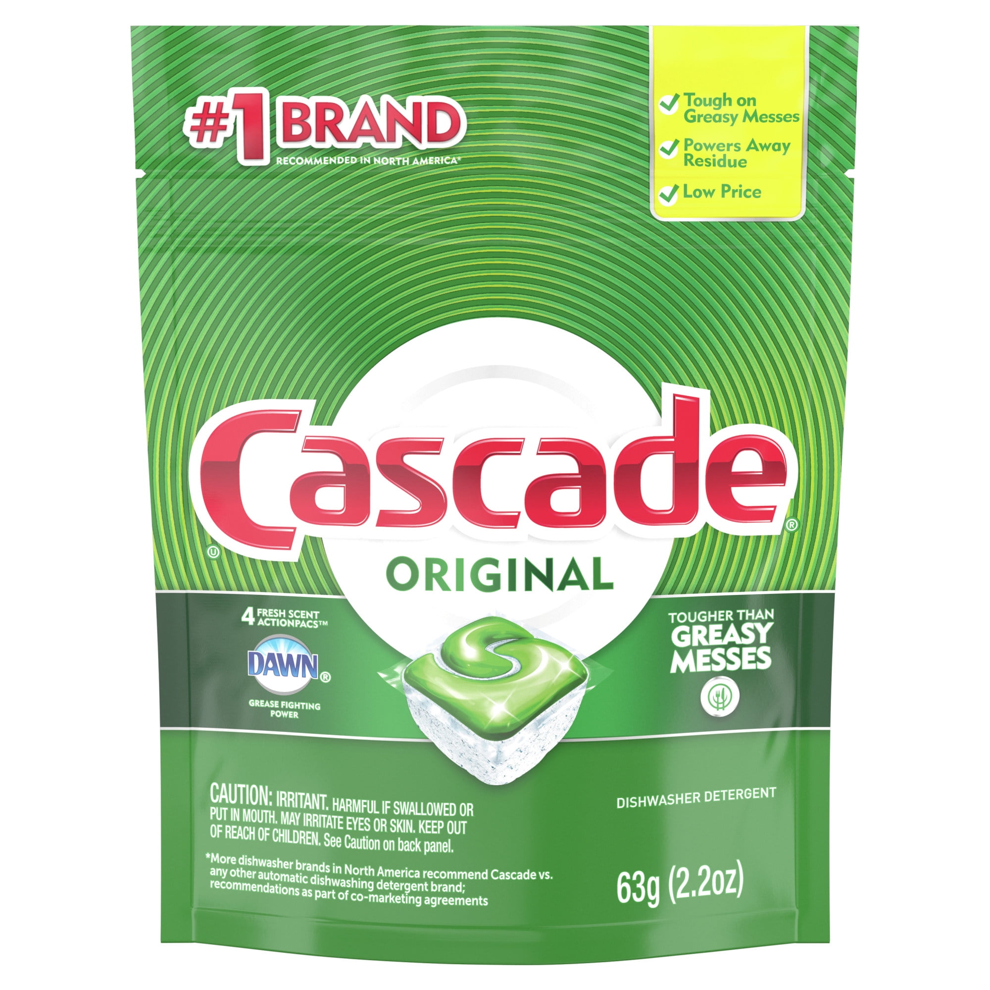 Cascade Dishwasher Detergent ActionPacs, Fresh Scent, 4 Packs, 30 Case