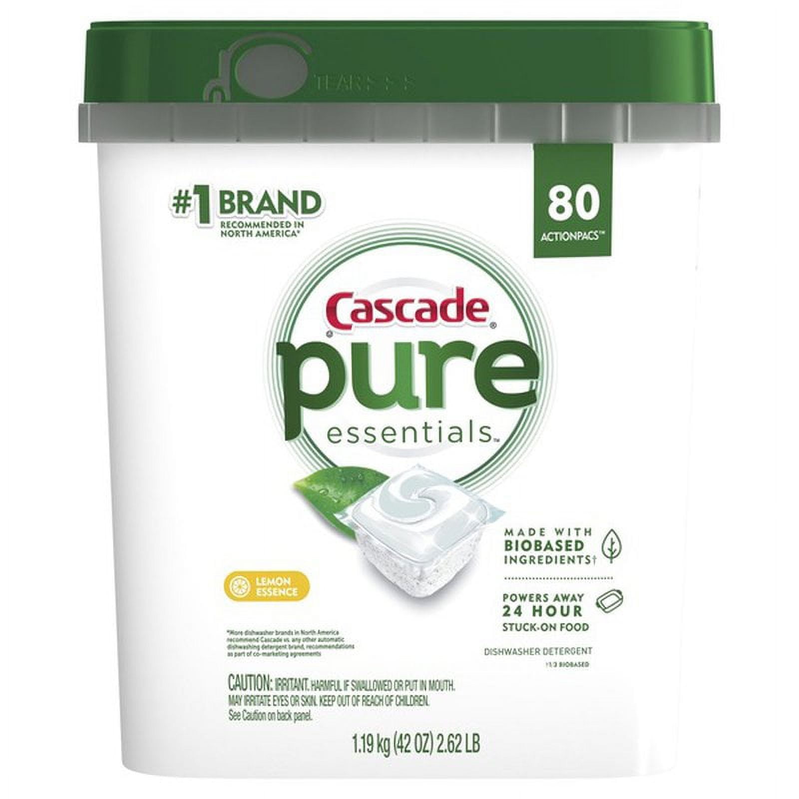 Cascade Dishwashing Detergent Pods, Lemon Essence, 80 Count Pure Essentials ActionPacs