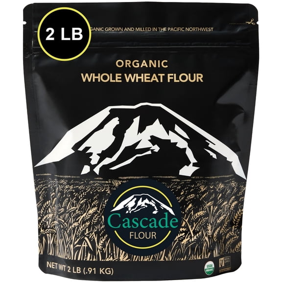 Cascade Flour Organic Whole Wheat Flour, Unbleached, 2 lb Bag