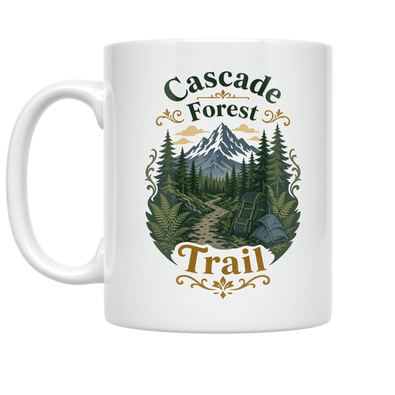 Cascade Forest Trail Design - Pacific Northwest Hiker - 11 oz Ceramic Coffee Mug