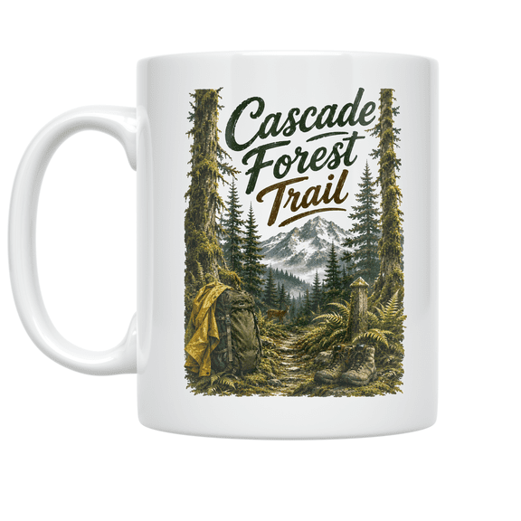 Cascade Forest Trail Design - Pacific Northwest Hiker - 11 oz Ceramic Mug