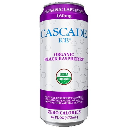 Cascade Ice Caffeinated Black Raspberry Flavored Sparkling Water 16oz Can (Pack of 12)