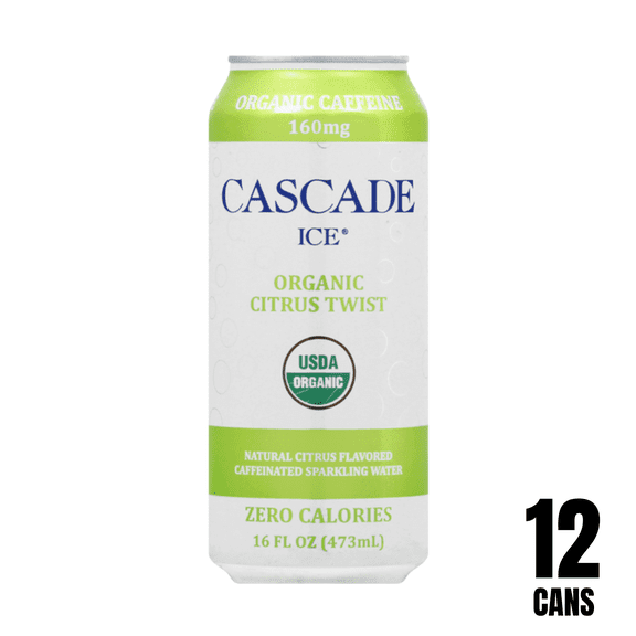 Cascade Ice Organic Citrus Twist Caffeinated Sparkling Water, 16 fl oz Cans 12 Pack
