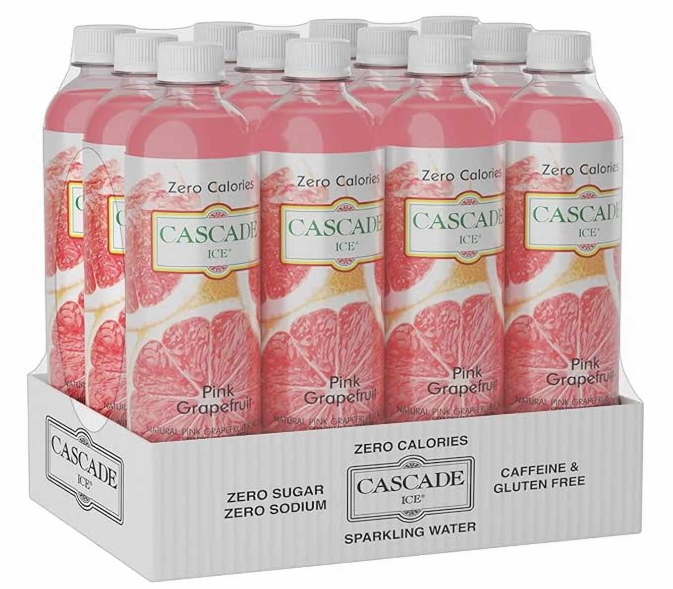 Cascade Ice Sparkling Water Pink Grapefruit, Zero Calories, 17.2 fl oz Bottles – Pack of 12, Refreshing & Crisp