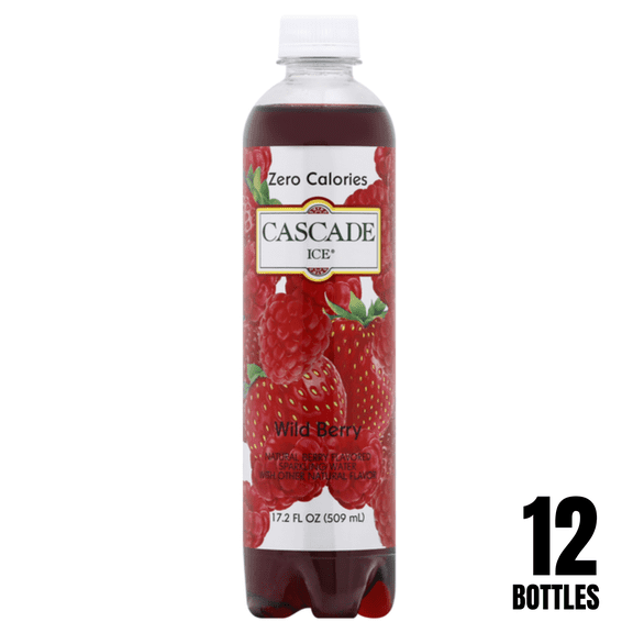 Cascade Ice,Wild Berry Sparkling Water, 17.2 fl oz Bottles (Pack of 12)