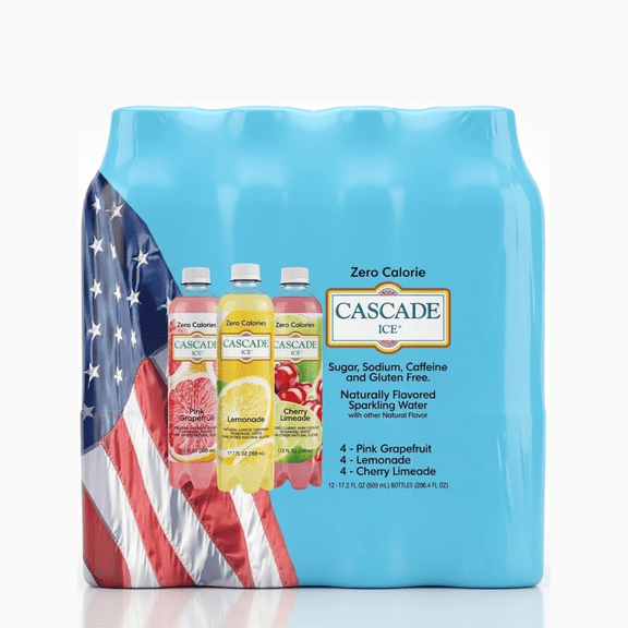 Cascade Ice Zero Calorie Sparkling Water Variety Pack, 17.2 fl oz Bottles, 12 Count