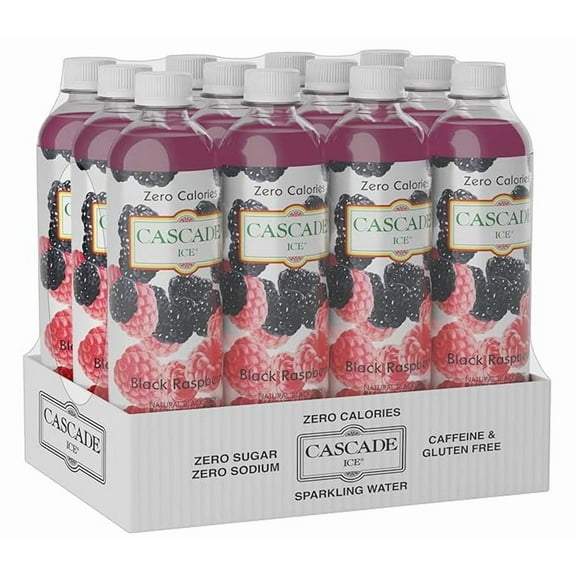 Cascade Ice Zero Calories Black Raspberry Sparkling Water, 17.2 Fl. Oz.(Pack of 12)