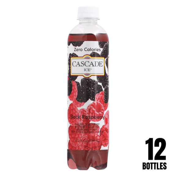 Cascade Ice,Zero Calories, Black Raspberry Sparkling Water, 17.2 fl oz Bottles (Pack of 12)
