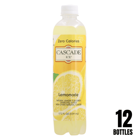 Cascade Ice,Zero Calories, Lemonade Sparkling Water, 17.2 fl oz Bottles (Pack of 12)