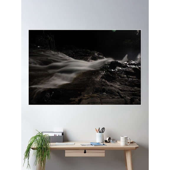 Cascade In The Moonlight 01 Poster Wall Art, Modern Wall Decor For Living Room Bedroom, 12x18 UNFRAMED